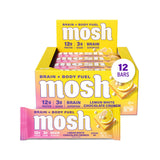 MOSH empaque frontal sabor limón chocolate blanco mostrando beneficios