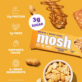 MOSH primer plano de textura crujiente con mantequilla de maní