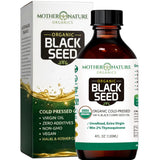 Mother Nature Organics frente de la botella muestra origen orgánico y beneficio de pureza