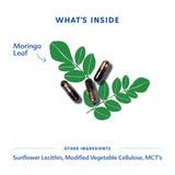 Motherlove moringa detalle de la cápsula, textura líquida para absorción eficiente