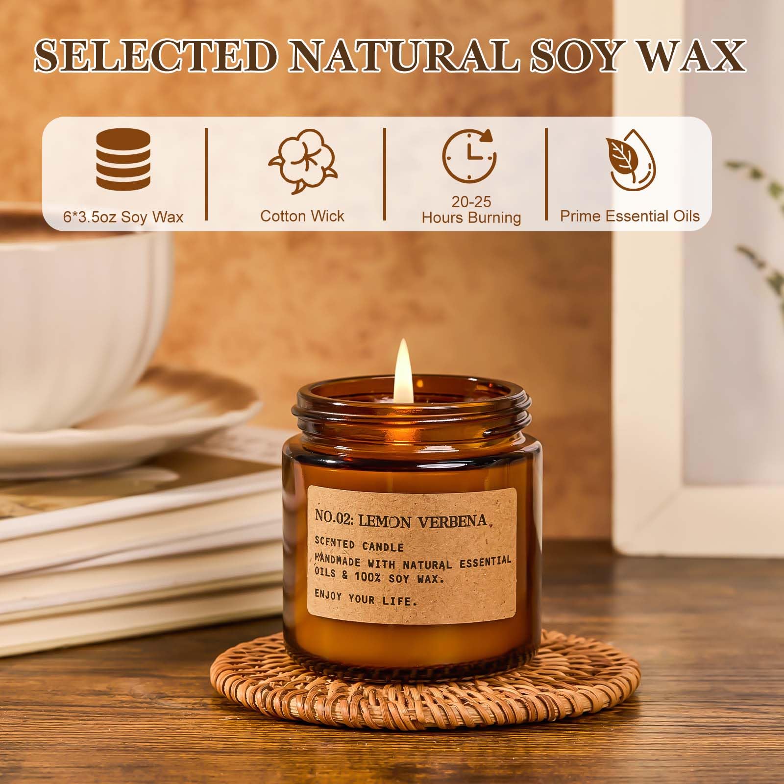 MOULENGGU vela encendida creando ambiente cálido y fragante