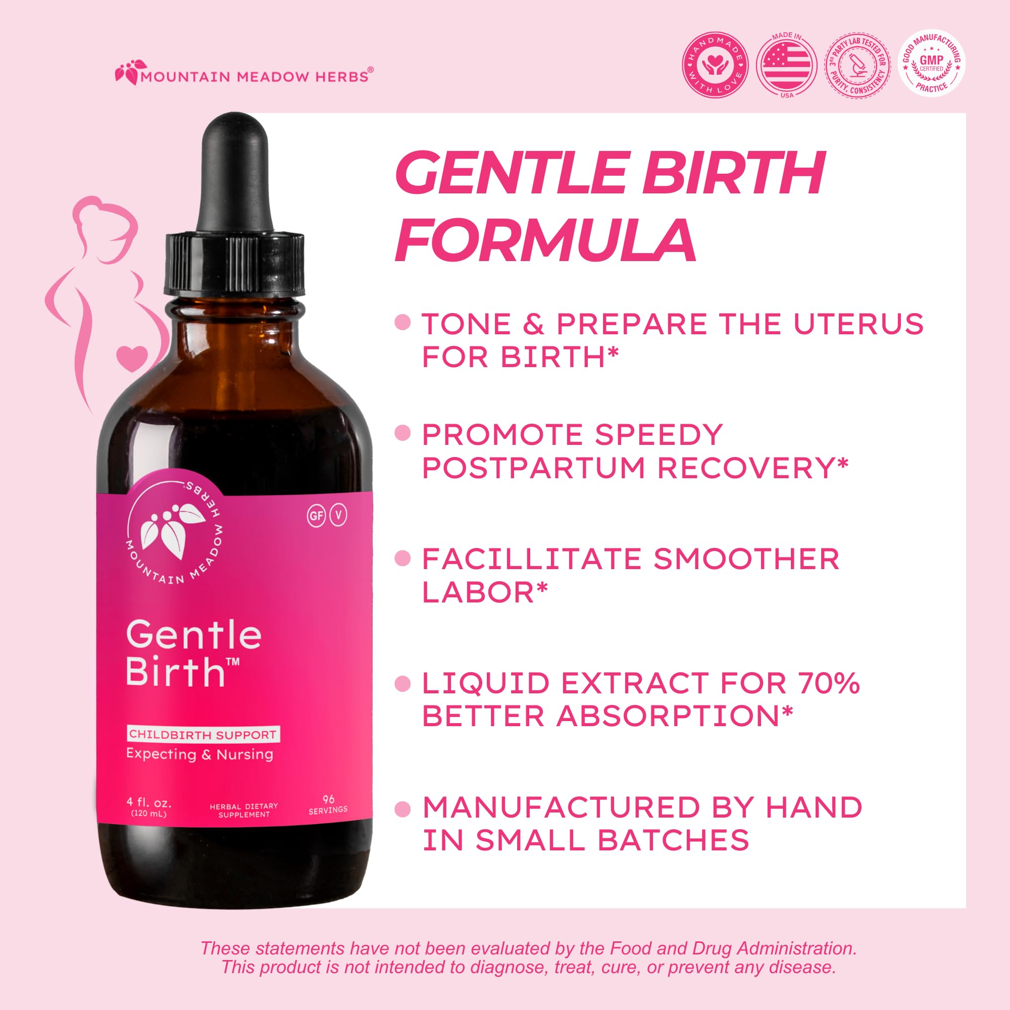 Mountain Meadow Herbs etiqueta con lista de ingredientes y beneficio de formulación tradicional