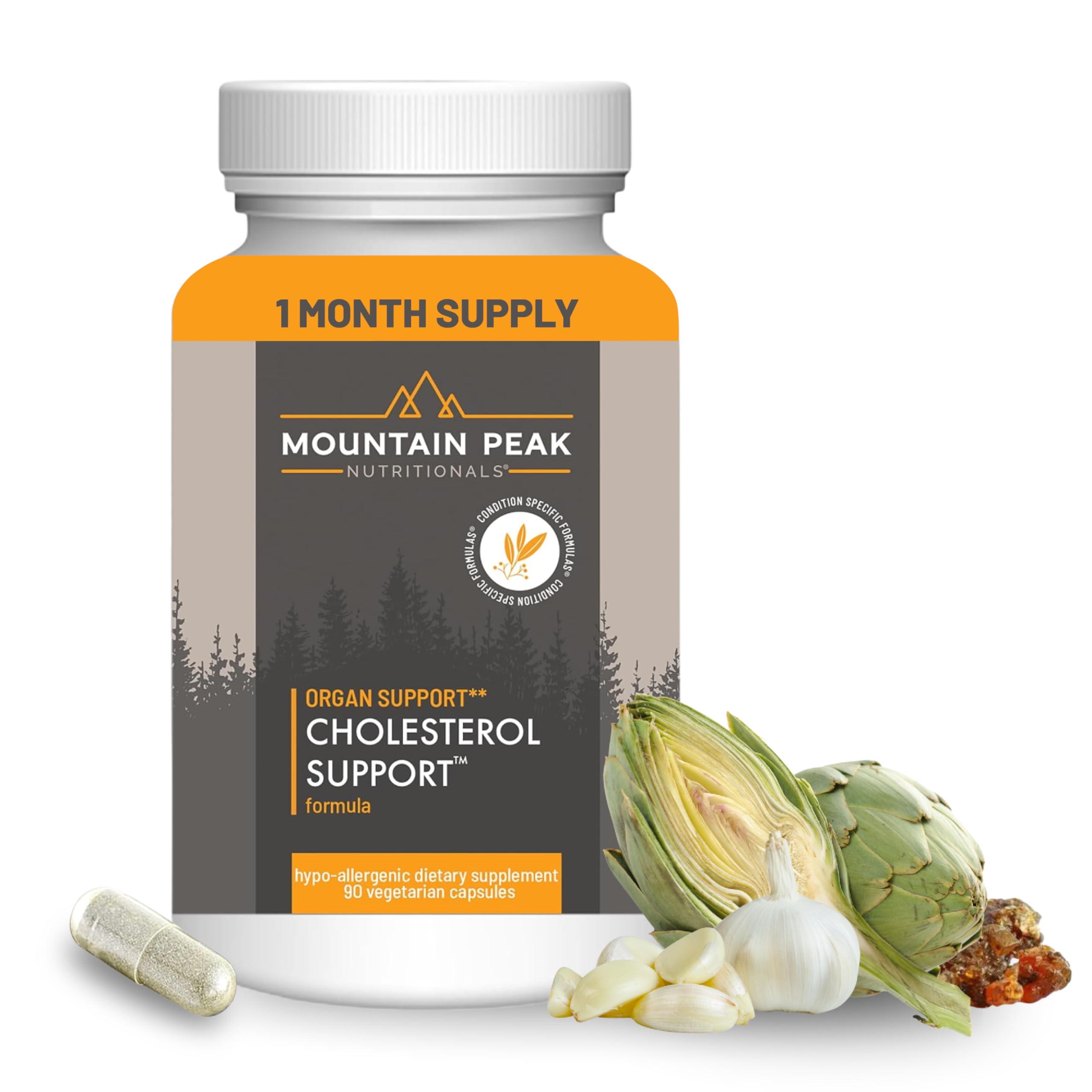 Mountain Peak Nutritionals frente del envase mostrando 90 cápsulas para apoyo de lípidos
