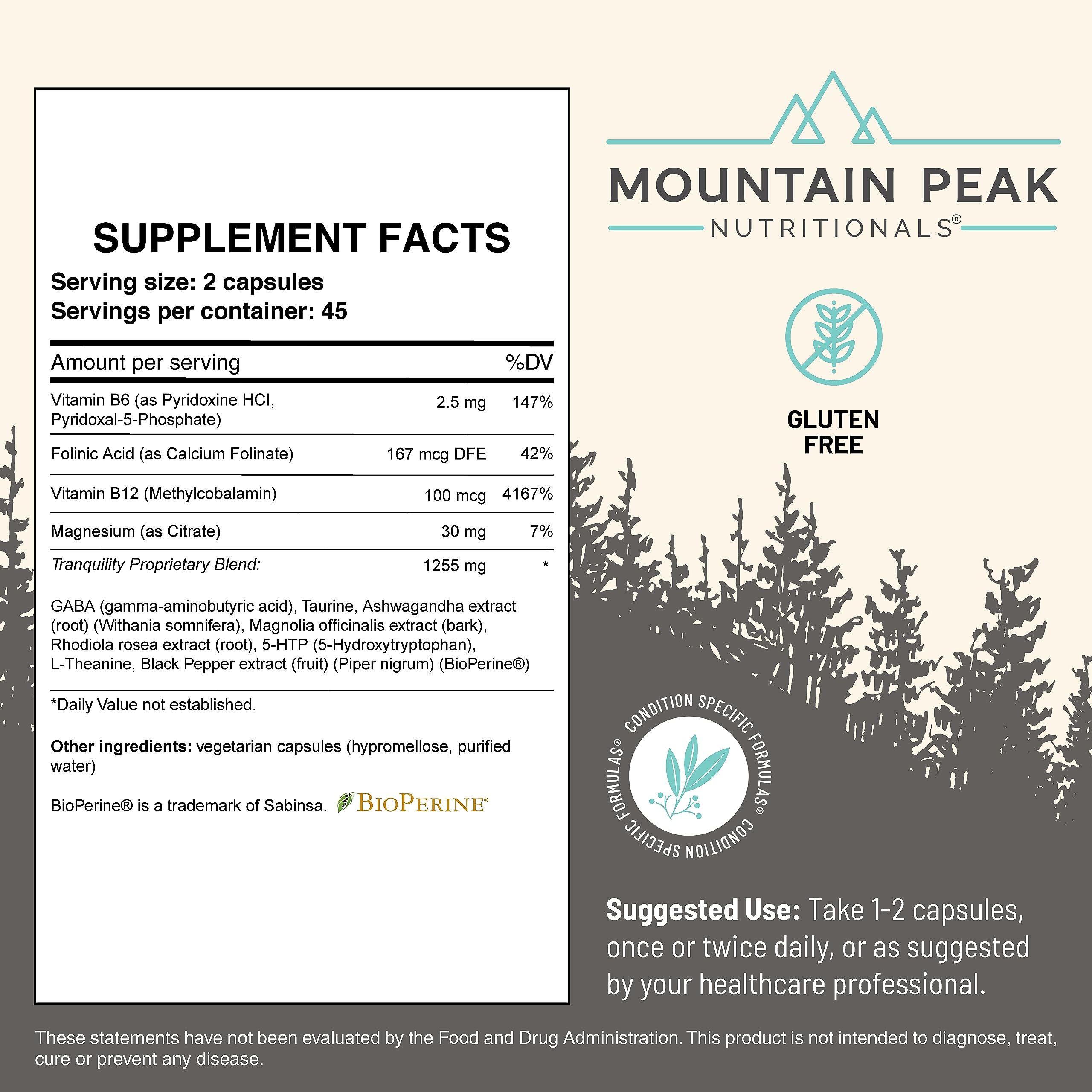 Mountain Peak Nutritionals etiqueta con lista de ingredientes y claridad informativa
