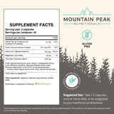 Mountain Peak Nutritionals etiqueta con lista de ingredientes y claridad informativa