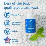 Mouthology etiqueta de ingredientes resaltando xilitol y mezcla probiótica para apoyo oral