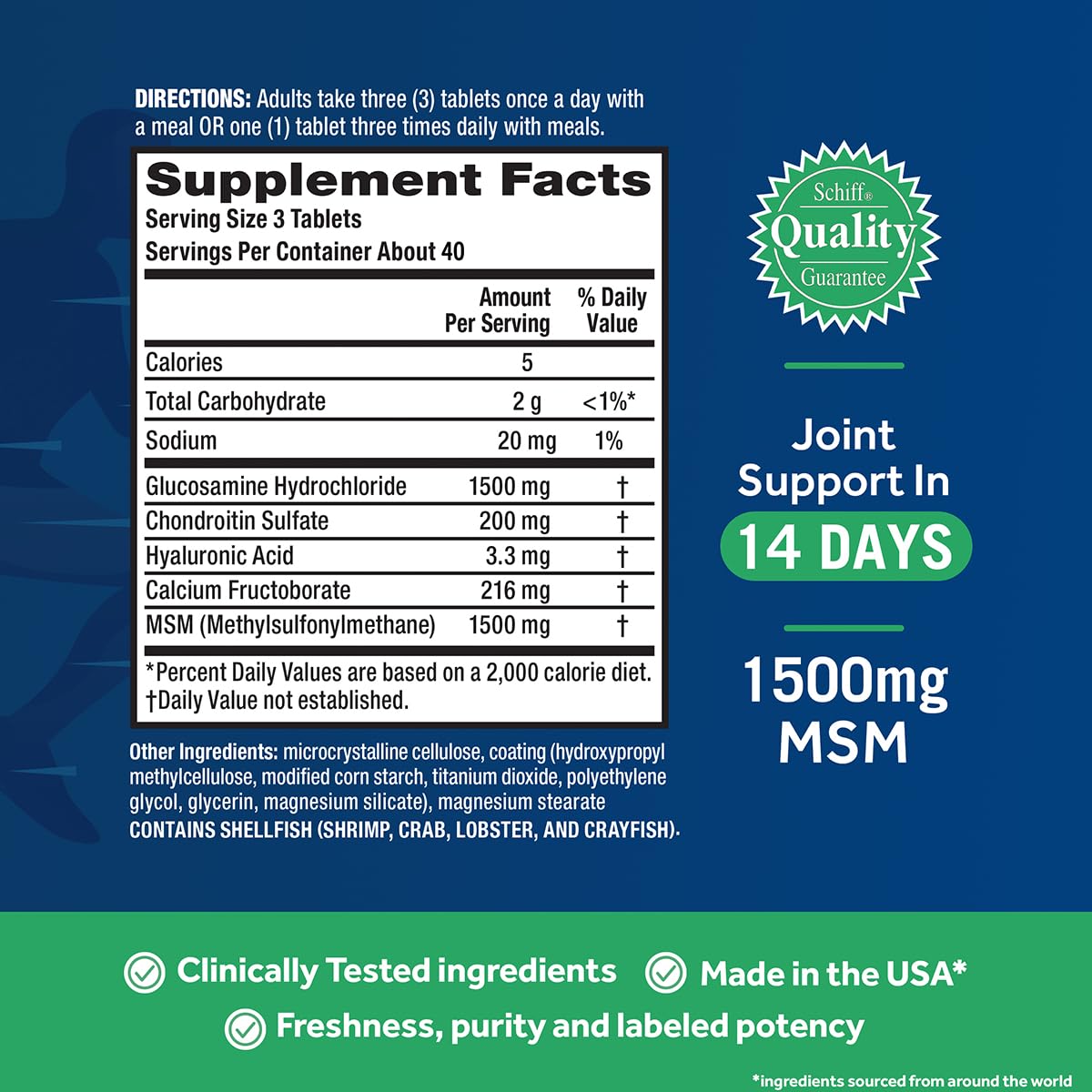 Move Free etiqueta nutricional en primer plano resaltando ingredientes clave y transparencia