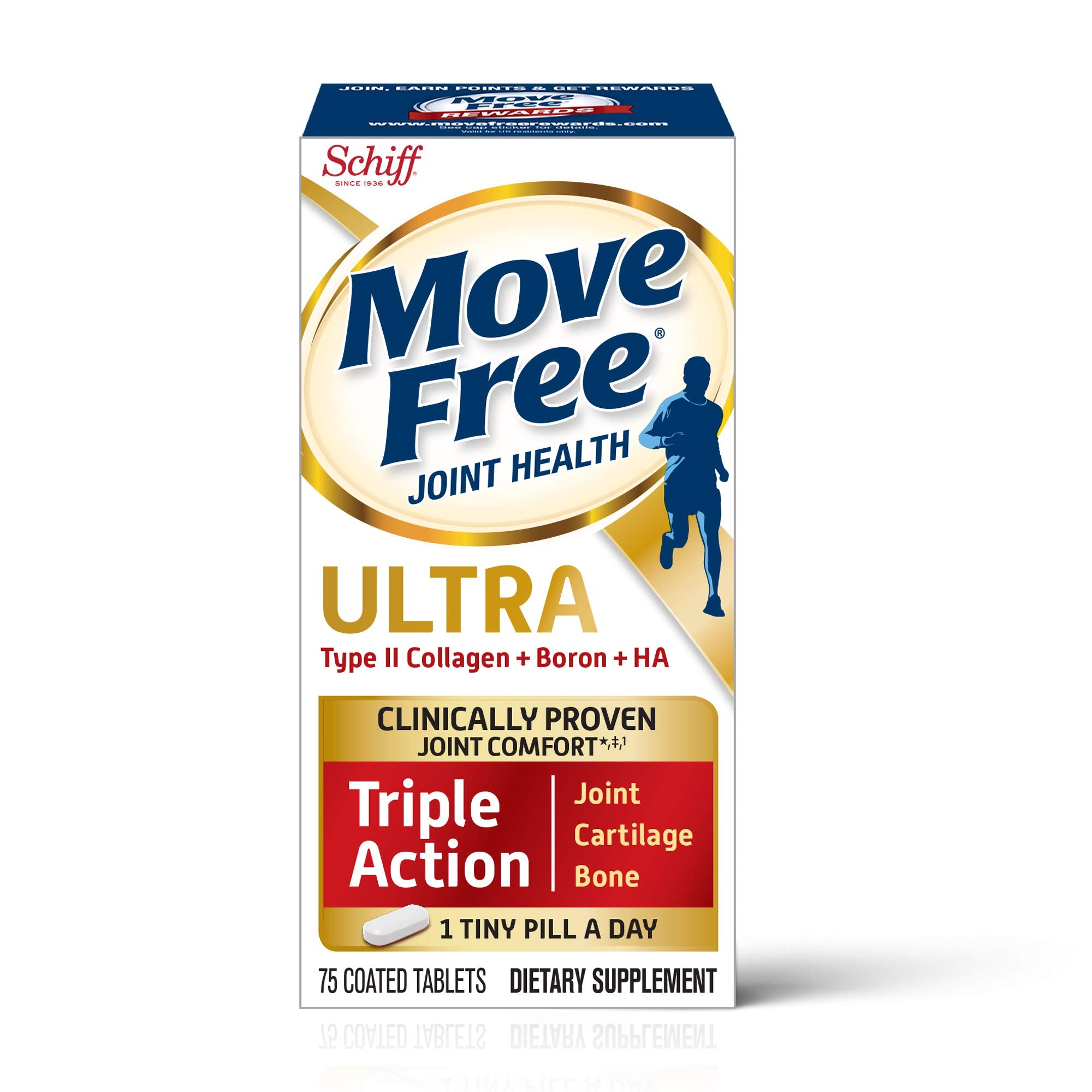 Move Free tableta pequeña en primer plano, fácil de tragar y diaria