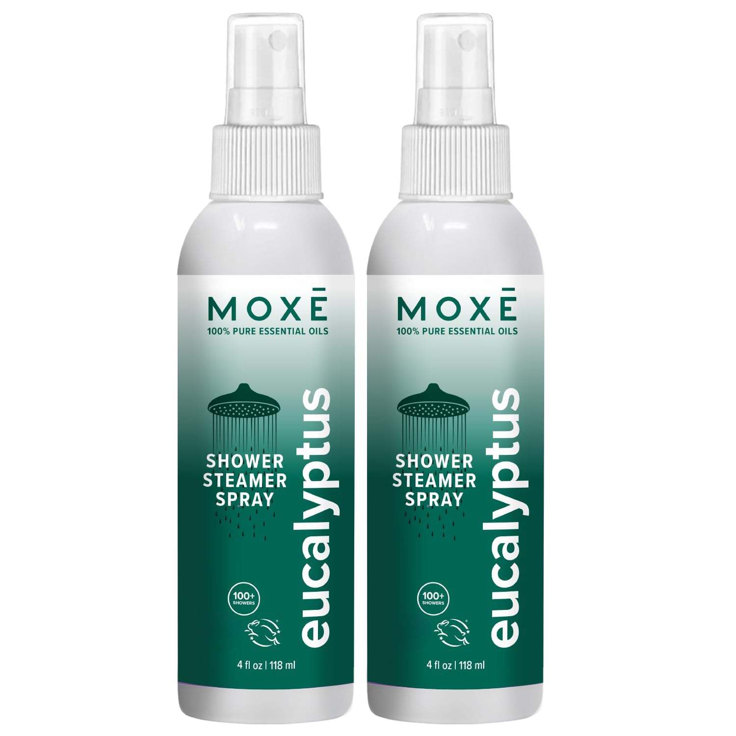 MOXE botella frontal mostrando spray y tamaño compacto para baño