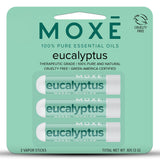 MOXĒ inhalador eucalipto frontal mostrando empaque y beneficio portátil