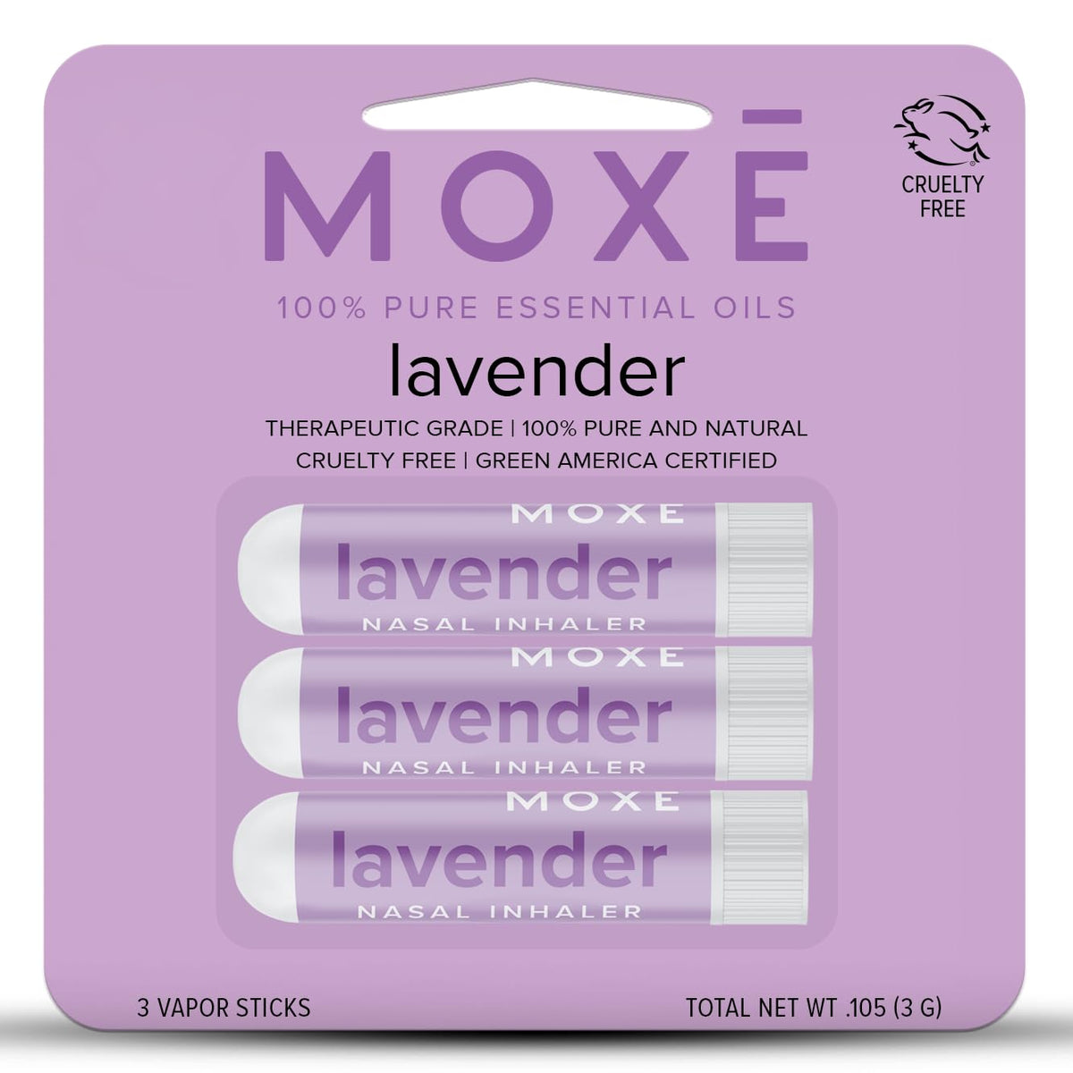 MOXĒ inhalador frontal pack mostrando tres unidades para comodidad portátil