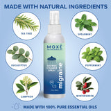 MOXE spray en uso dentro de la ducha liberando vapor aromático reconfortante