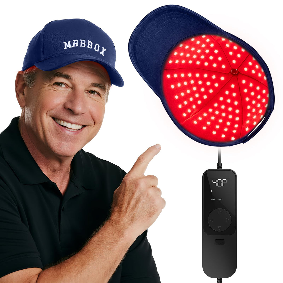 MrBBox gorra frontal mostrando cobertura total y comodidad