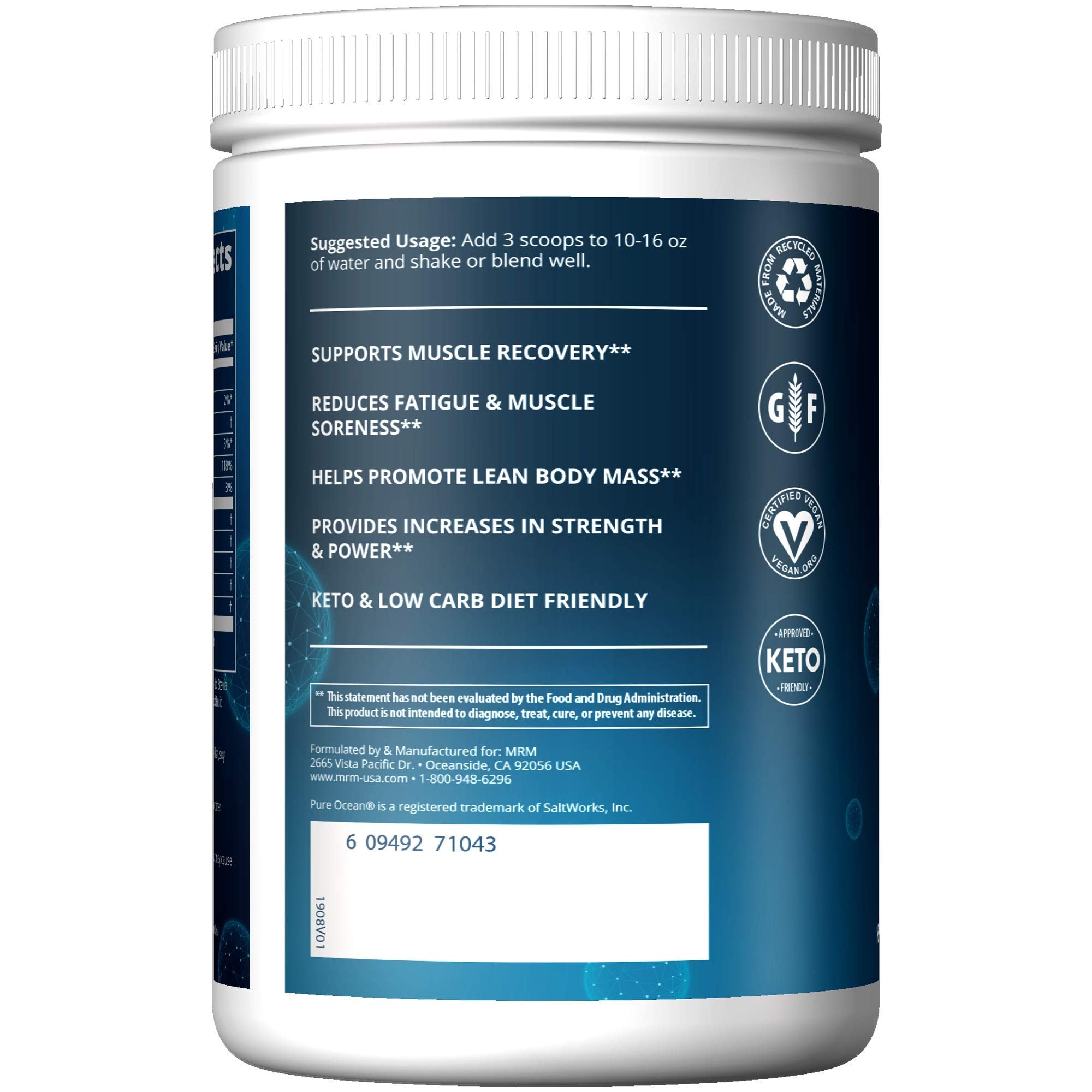 MRM etiqueta con lista de ingredientes y datos nutricionales claros