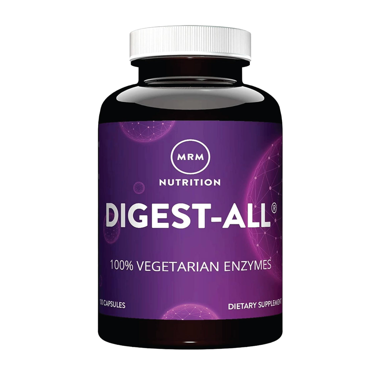 MRM frasco frontal mostrando etiqueta clara y beneficios para digestión