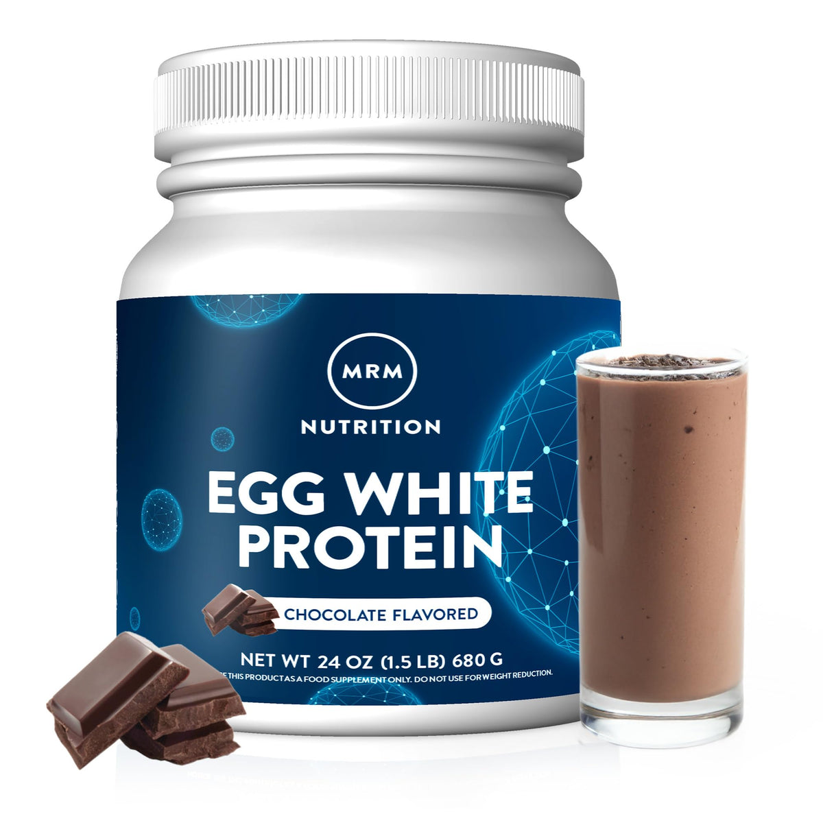 MRM empaque frontal mostrando proteína de clara de huevo y claridad de ingredientes