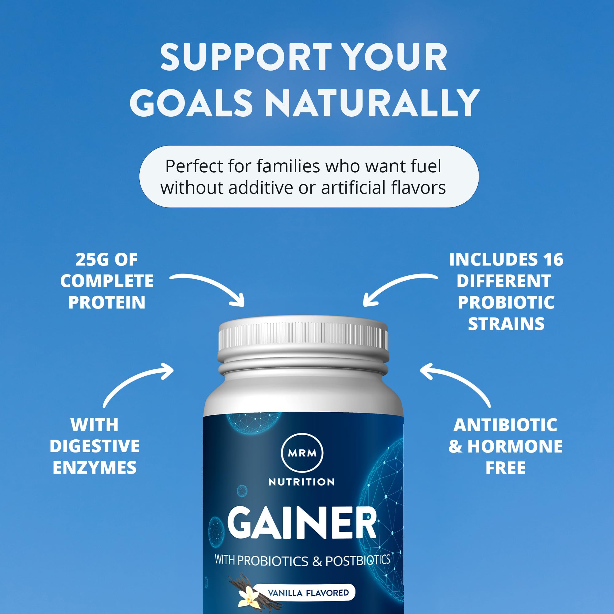 MRM gainer cucharada con polvo para dosificación precisa y cómoda