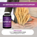 MRM Gluten-Aid cápsula junto a un plato para mostrar uso antes de comidas