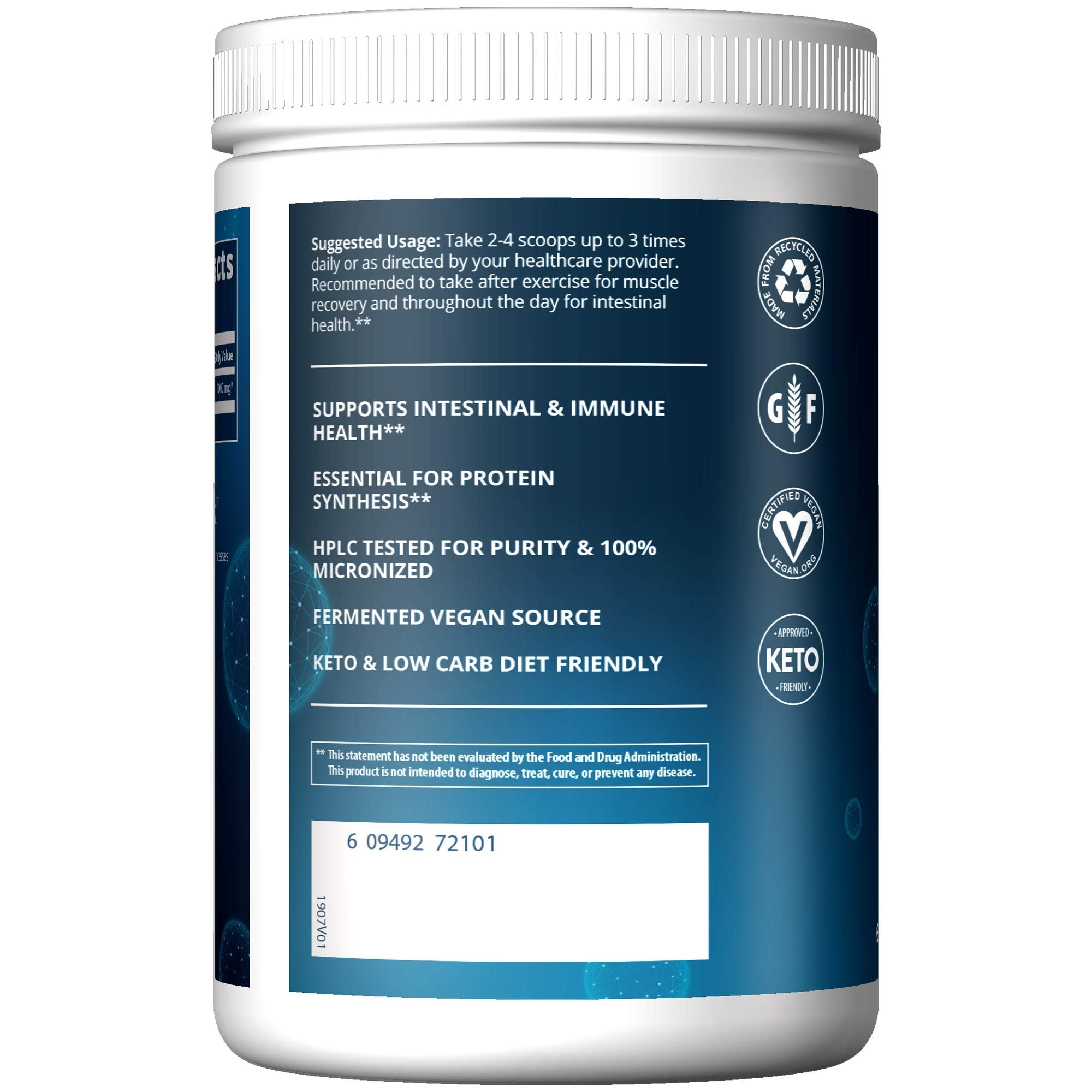 MRM polvo micronizado de L‑Glutamine textura fina para mejor disolución