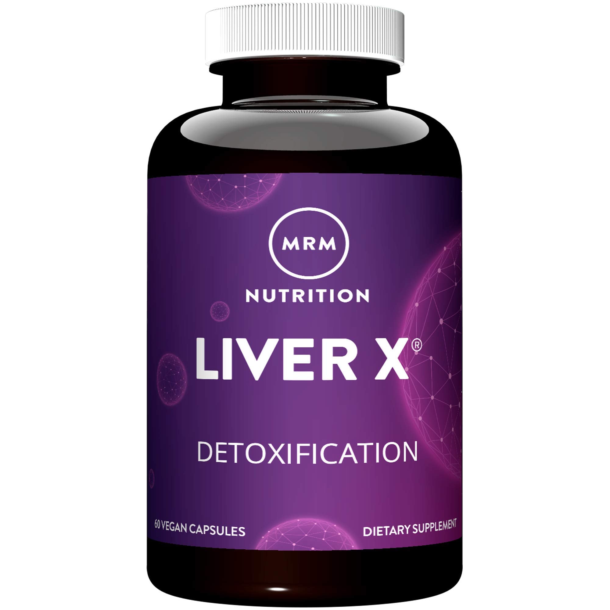 MRM frasco delantero de Liver X mostrando etiqueta clara y beneficios