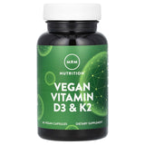 MRM envase frontal de Vegan D3 y K2 mostrando etiqueta clara y beneficio vegano