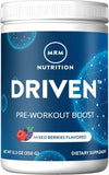 MRM pre workout frente del envase mostrando sabor y 29 servicios