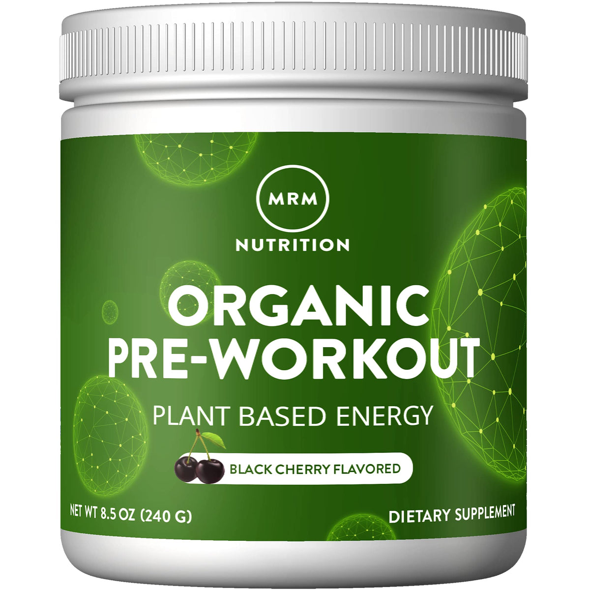 MRM envase frontal del pre-workout mostrando etiqueta clara y beneficio energético