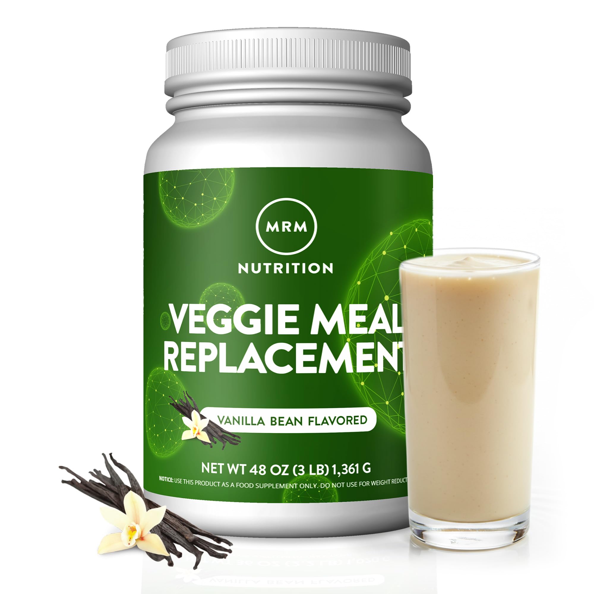 MRM envase frontal del Veggie Meal Replacement mostrando presentación y sabor