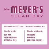Mrs. MEYER'S vela encendida en salón, crea ambiente relajante y fresco
