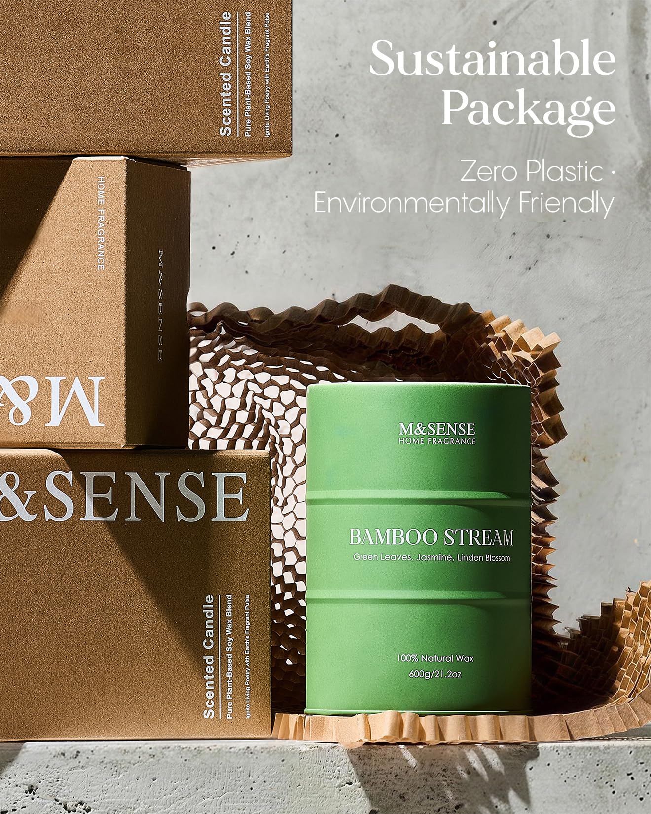 M&SENSE envase reutilizado como maceta para segunda vida