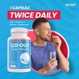 Mt. Angel Vitamins etiqueta nutricional Go Out Extra Strength con datos de calidad y pureza