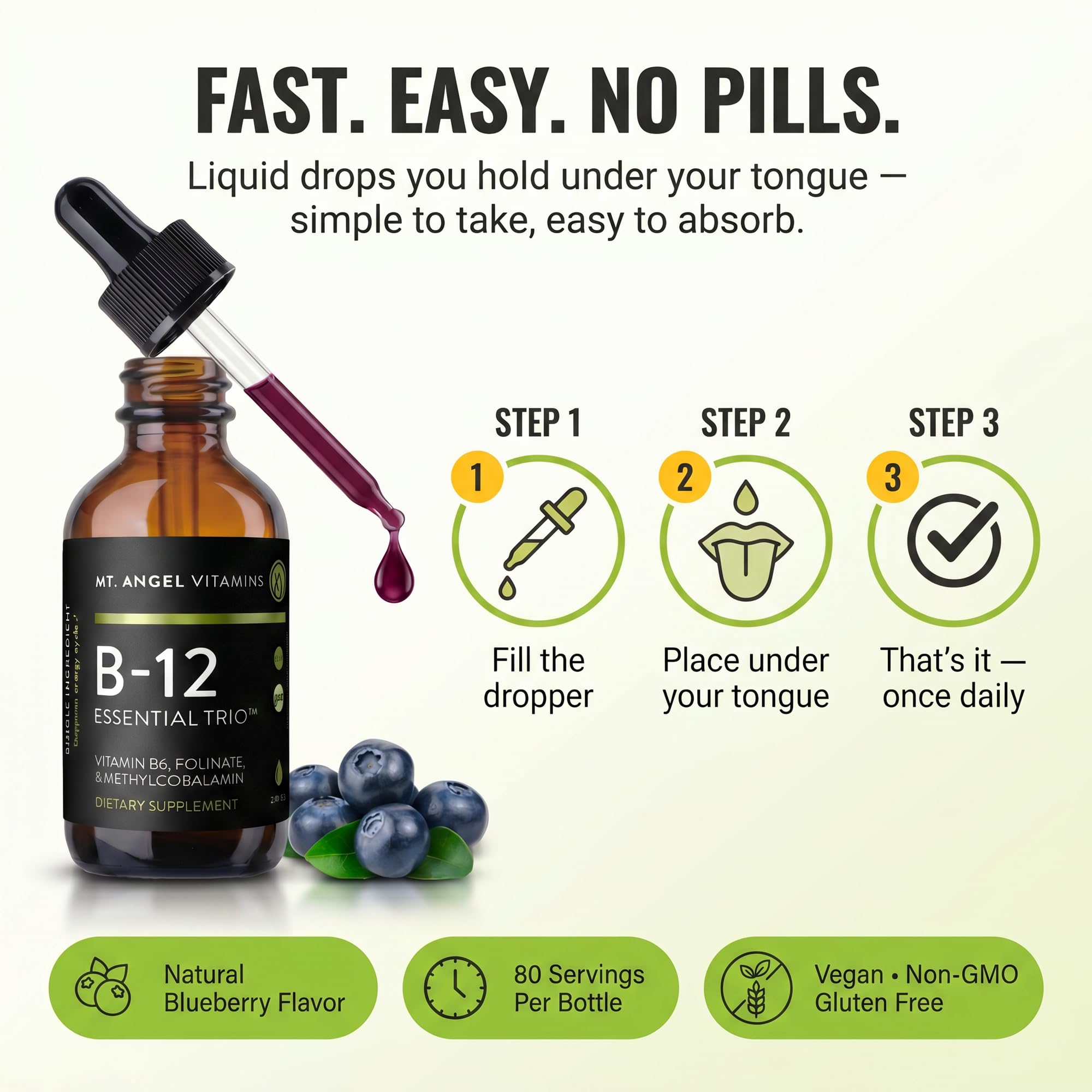 Mt. Angel Vitamins demostración de uso sublingual para absorción rápida