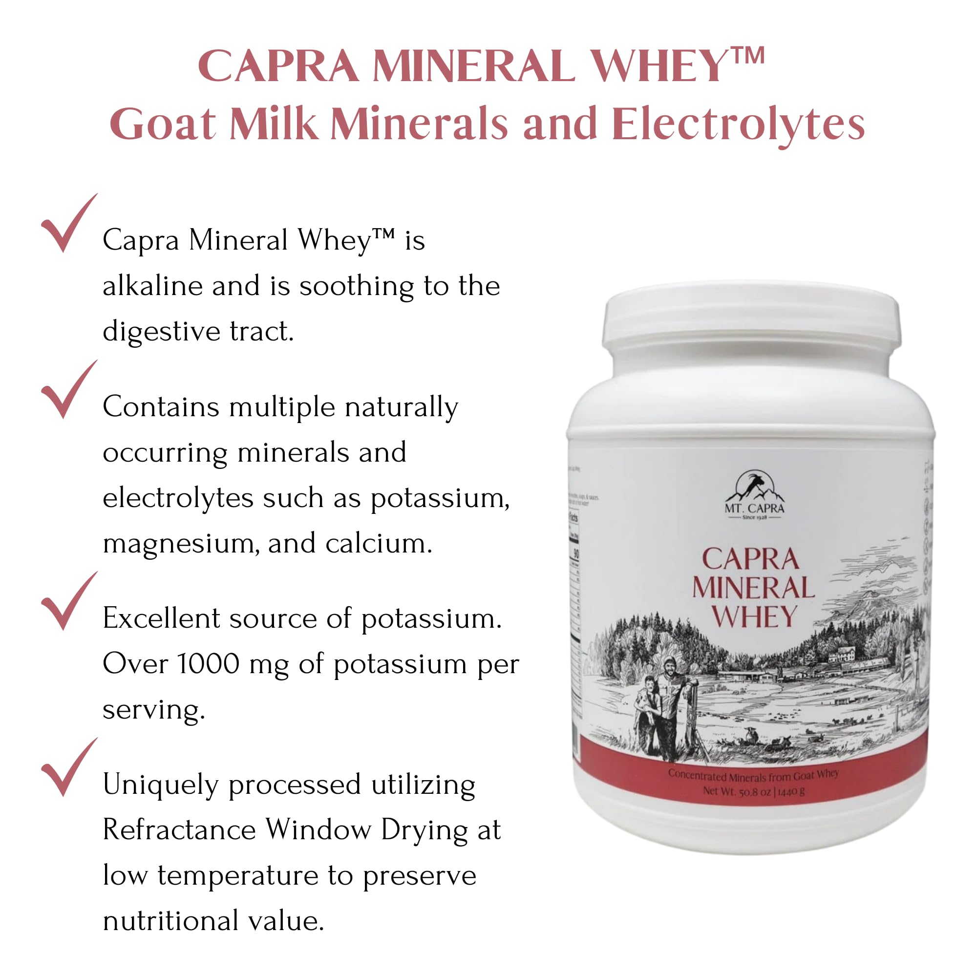Mt. Capra etiqueta nutricional en detalle con minerales y porciones claras