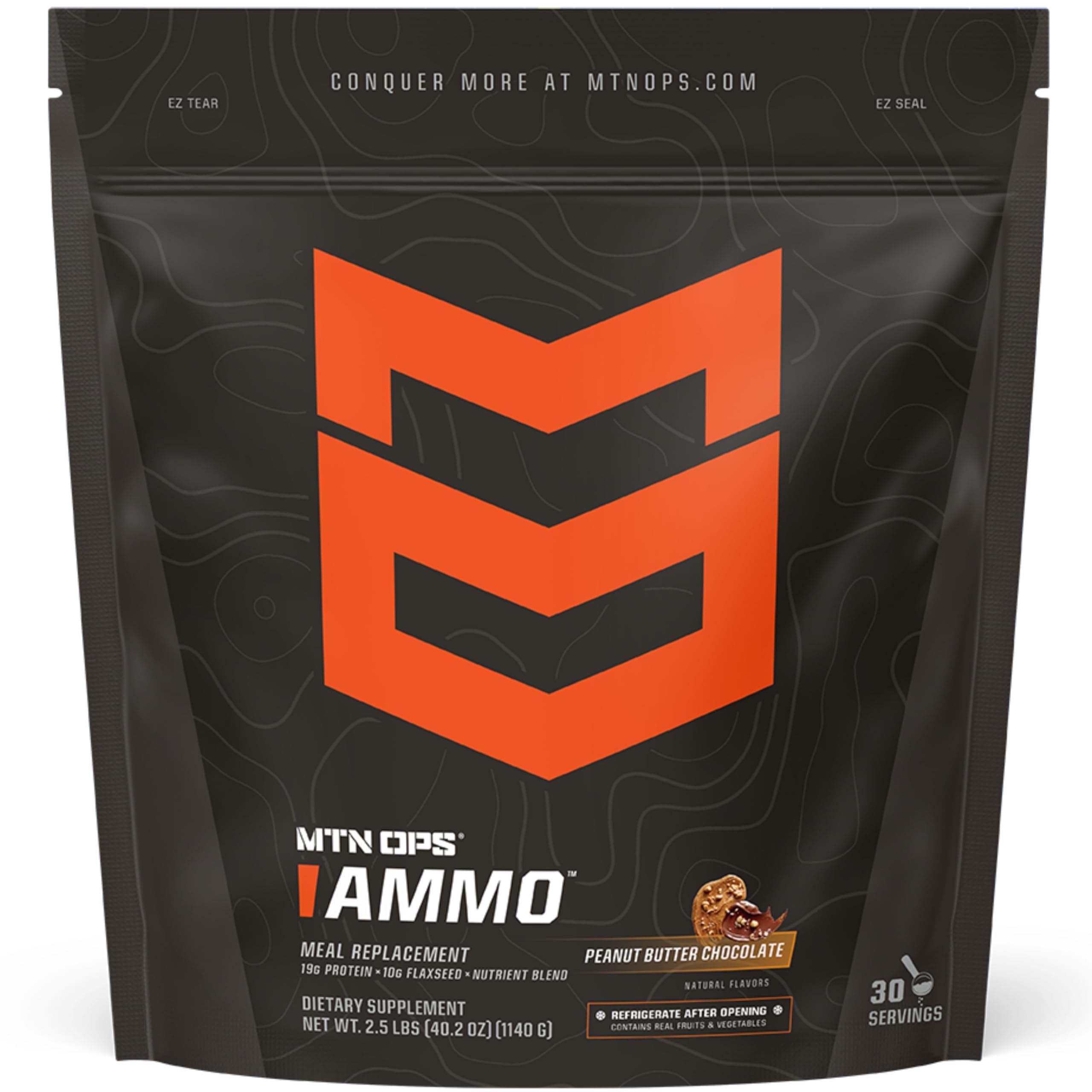 MTN OPS AMMO envase frontal mostrando sabor crema cacahuete chocolate y conveniencia