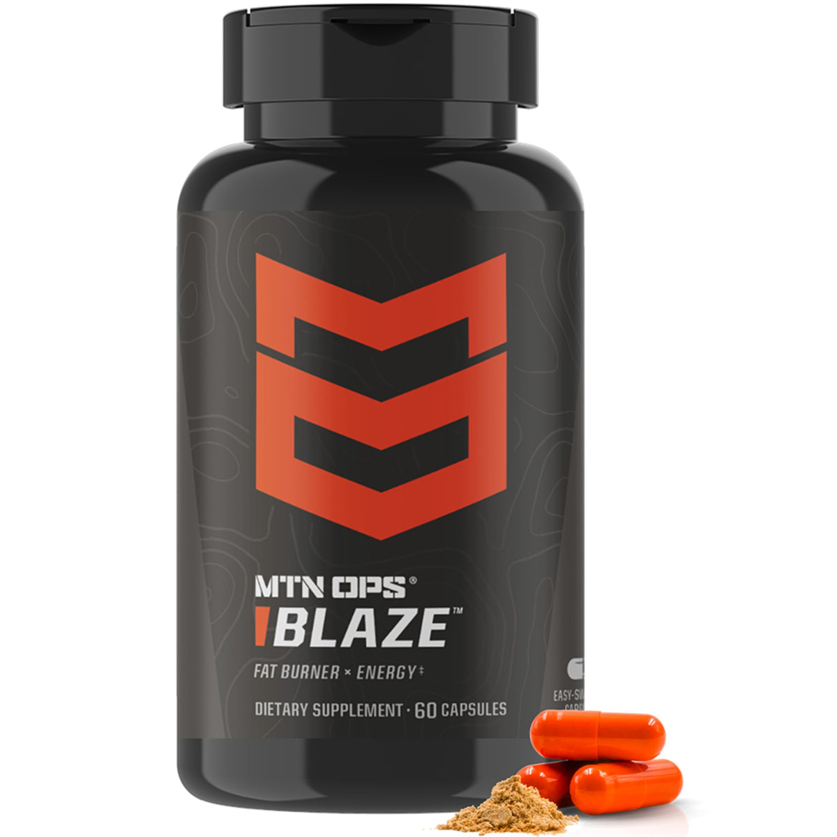 MTN OPS Blaze vista frontal del envase, atractivo y profesional