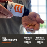 MTN OPS softgels junto a comida para uso con las comidas diarias