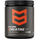 MTN OPS envase frontal de creatina monohidrato sin sabor mostrando apariencia limpia y profesional