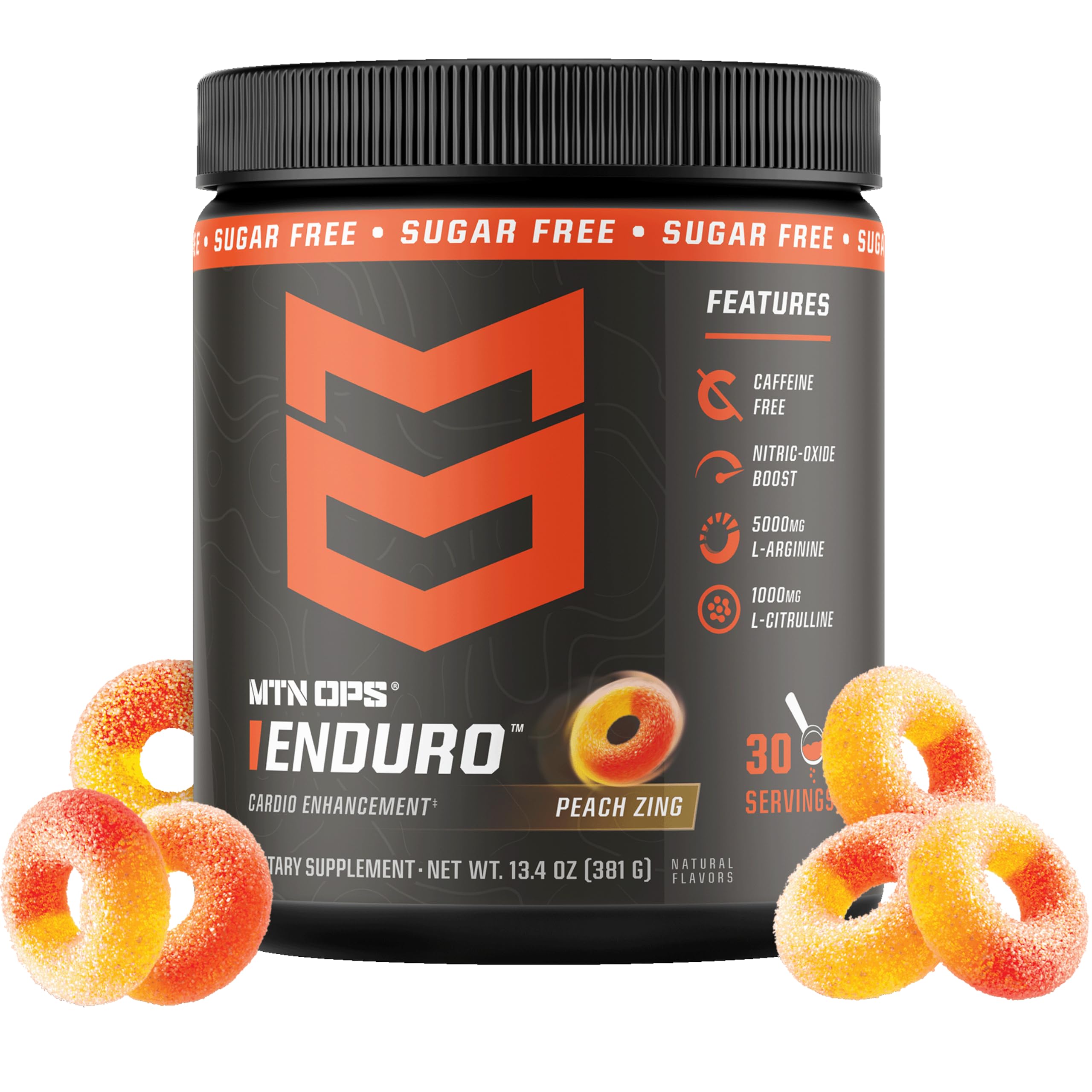 MTN OPS envase frontal mostrando diseño y sabor durazno, claridad de uso