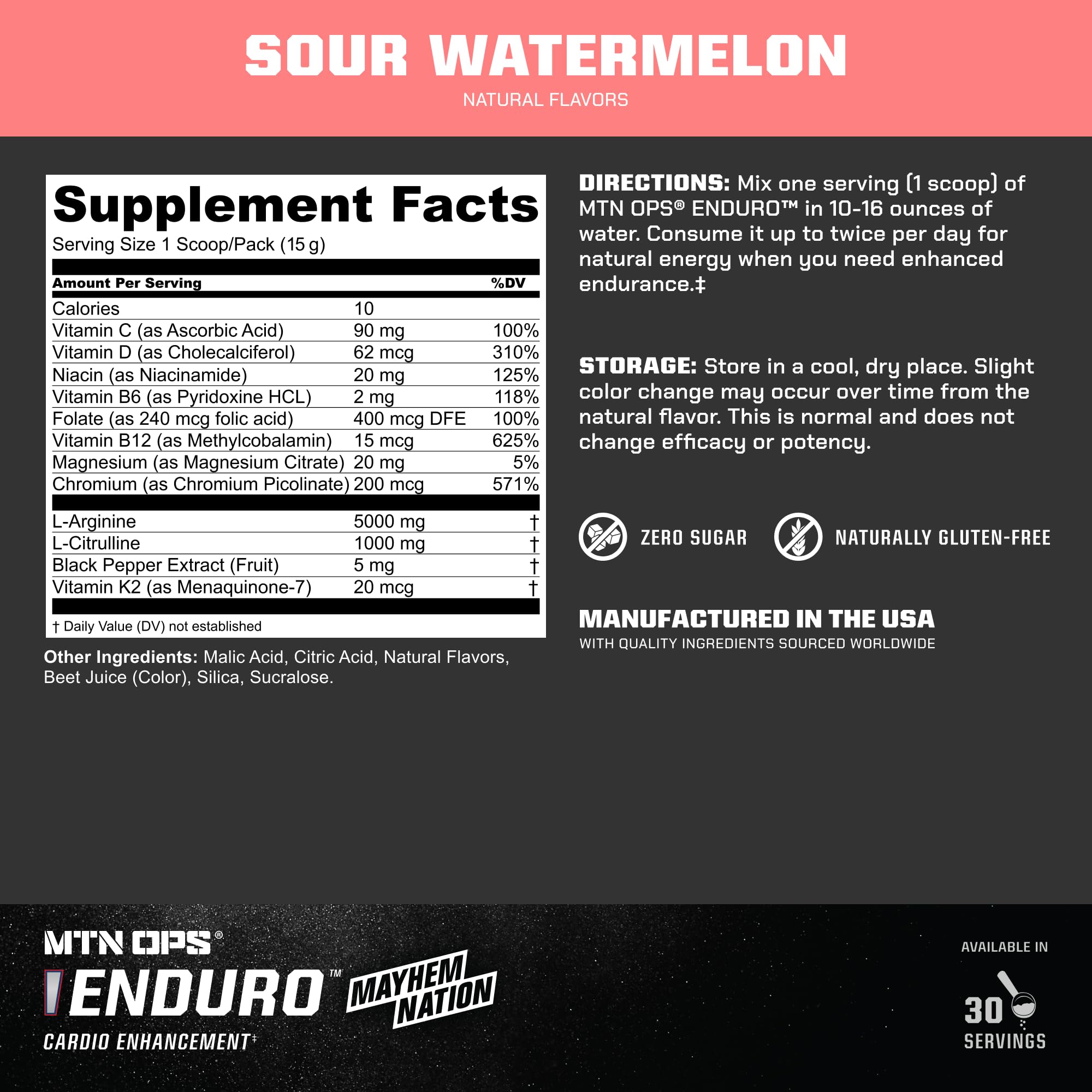 MTN OPS textura del polvo sour watermelon que mezcla fácil y sabe fresco