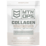 MTN OPS envase frontal del colágeno sin sabor con etiqueta clara y beneficios