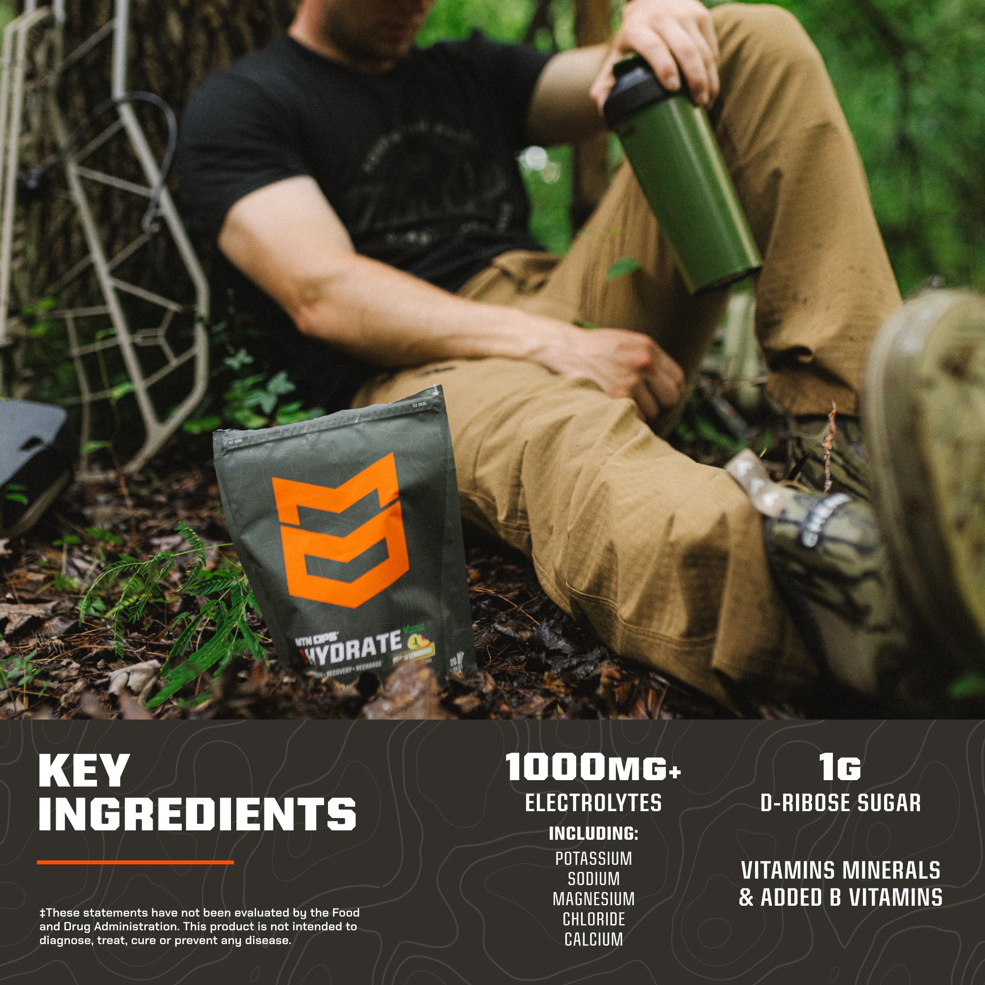 MTN OPS etiqueta de ingredientes indicando electrolitos y vitaminas