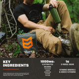MTN OPS etiqueta de ingredientes indicando electrolitos y vitaminas