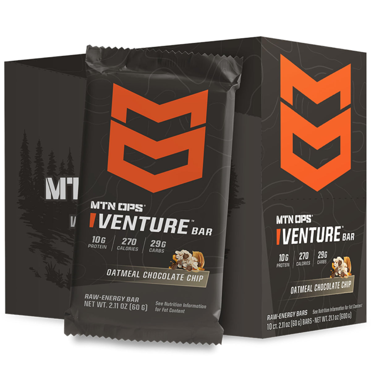 MTN OPS vista frontal del empaque, portable y listo para llevar