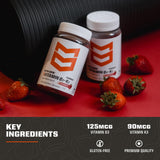 MTN OPS gominolas etiqueta nutricional, detalla dosis de D3 y K2