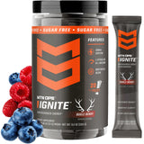MTN OPS empaque frontal Ignite Bugle Berry mostrando diseño y beneficios