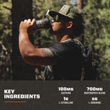 Detalle de etiqueta MTN OPS Ignite Lite destacando ingredientes clave y beneficios