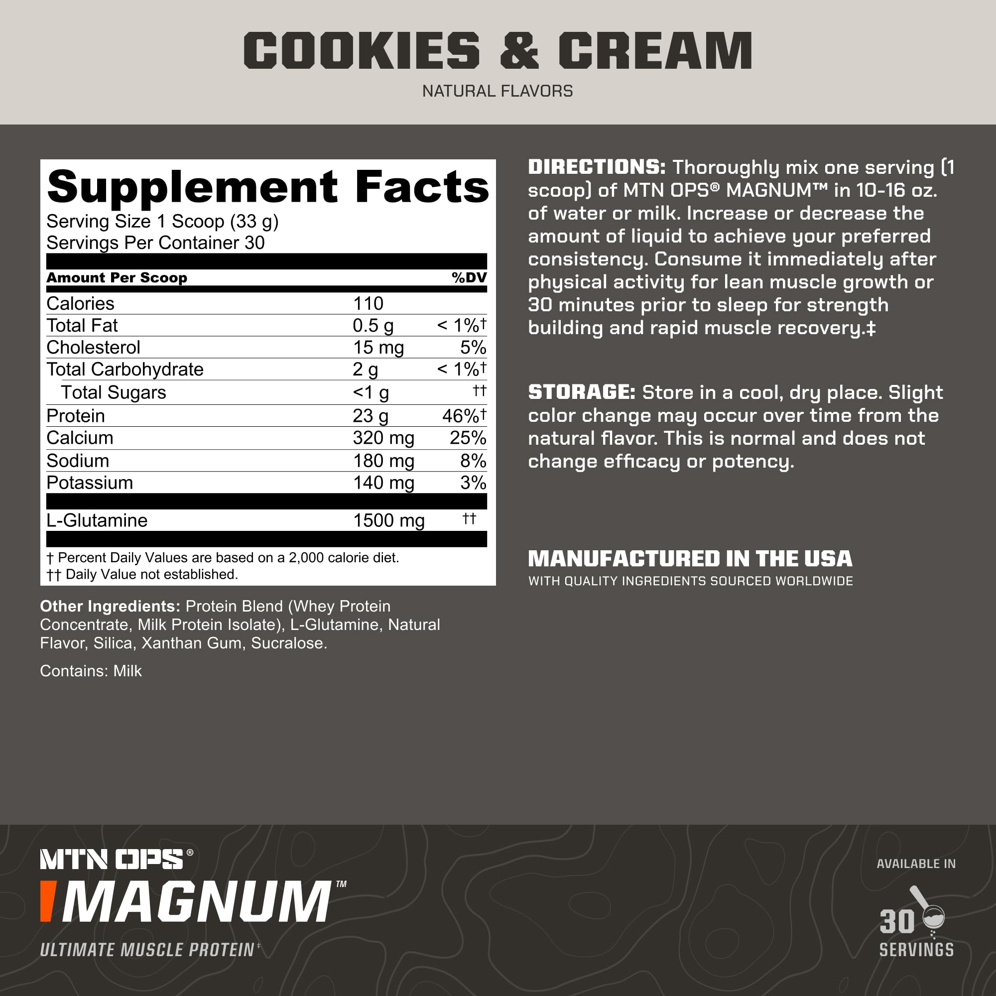 MTN OPS batido Cookies & Cream preparado, listo para recuperación post‑entreno