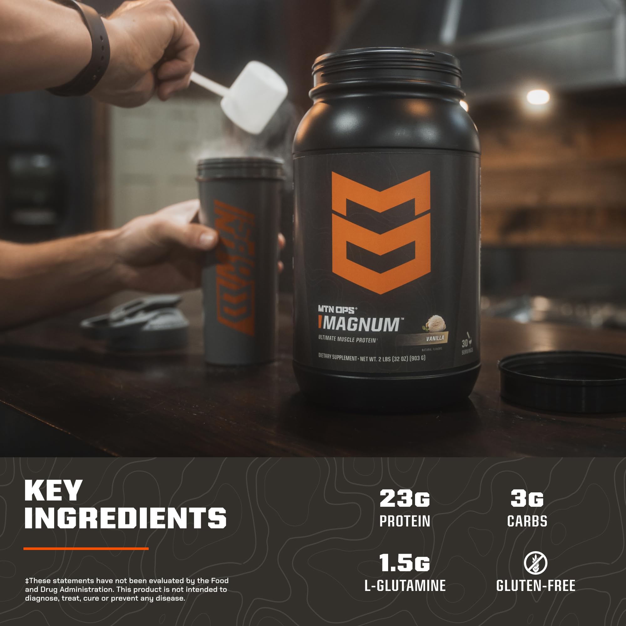 MTN OPS Magnum cucharada medidora que muestra porción precisa