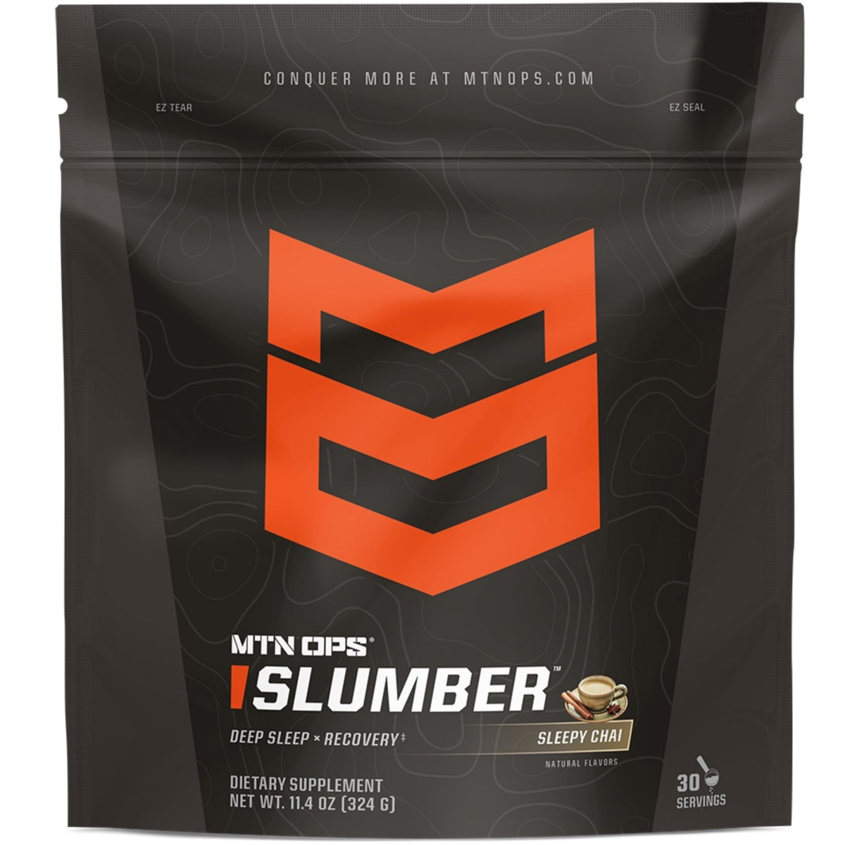 MTN OPS envase Slumber Sleepy Chai mostrando diseño y conveniencia