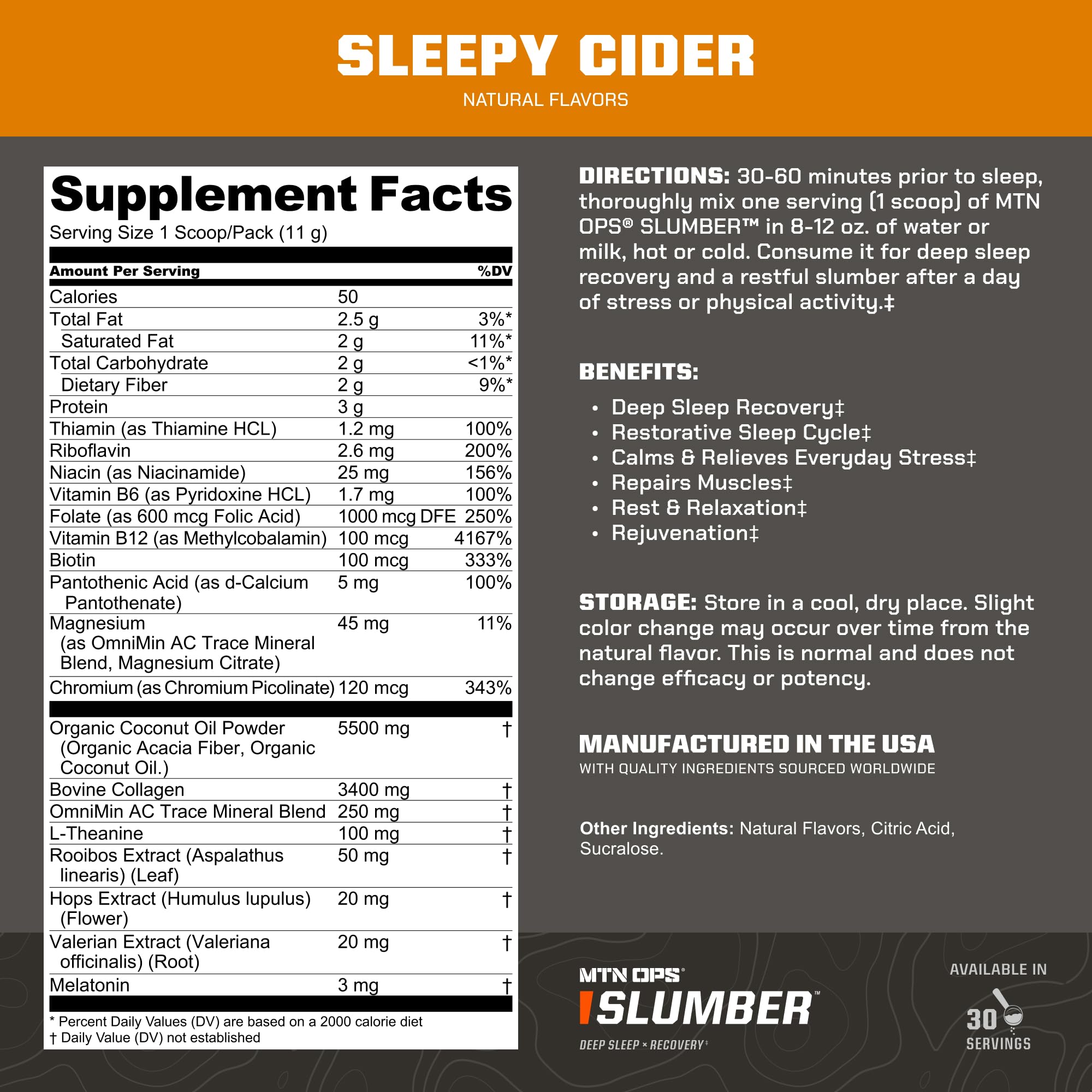 MTN OPS bebida Slumber en vaso caliente reconfortante antes de dormir